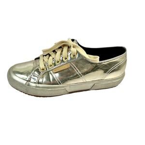 Superga Women's Size 6 Cotmetu Gold Plimsoll Lace Up Sneakers Trainer Shoes
